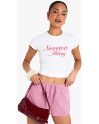 Boohoo - Sweetest Thing Bow Trim Printed Baby T-Shirt - Lyst
