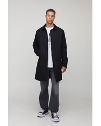 BoohooMAN - Tall Regular Fit Quilted Padded Longline Mac Jacket In Black - Lyst