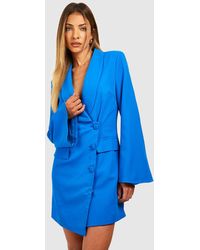 Boohoo - Flared Sleeve Wrap Front Tailored Blazer Dress - Lyst