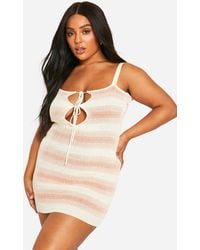 Boohoo - Plus Mini Tie Front Beach Dress - Lyst