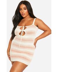 Boohoo - Plus Mini Tie Front Beach Dress - Lyst