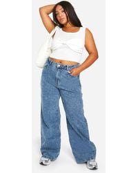 Boohoo - Plus Basics High Waisted Wide Leg Jeans - Lyst