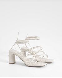 Boohoo - Wide Fit Flat Heel Wrap Up Shoes - Lyst