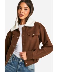 Boohoo - Teddy Collar Wool Look Jacket - Lyst