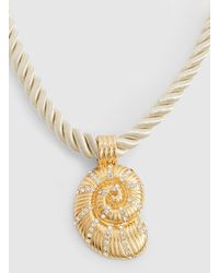 Boohoo - Embellished Shell Pendant Rope Necklace - Lyst