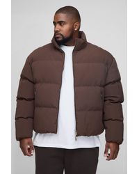 BoohooMAN - Plus Boxy Fit Funnel Neck Puffer Coat - Lyst