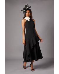 Coast - Petite High Neck Corsage Detail Midi Dress - Lyst