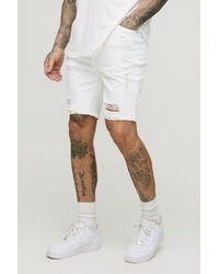 BoohooMAN - Tall zerrissene Skinny Stretch Jeansshorts - Lyst