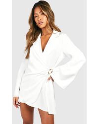 Boohoo - Buckle Detail Tie Waist Tailored Blazer Dress - Lyst