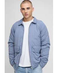 BoohooMAN - Regular Fit Crinkle Peached Nylon Pocket Harrington Jacket - Lyst