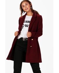 Boohoo Guardapolvo Estilo Militar Con Botonadura Doble Petite - Rojo