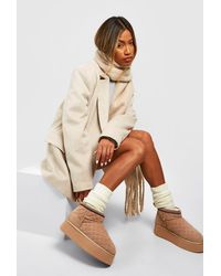 Boohoo - Quilted Ultra Mini Platform Cosy Boots - Lyst