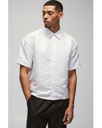 BoohooMAN - Kastiges Oversize Jacquard-Hemd mit abstraktem Print - Lyst
