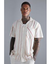 BoohooMAN - Short Sleeve Stripe Oversized Shirt - Lyst