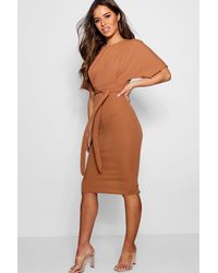 petite tie waist formal wiggle midi dress