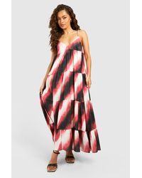 Boohoo - Ombre Print Bead Strappy Tiered Midaxi Dress - Lyst