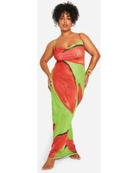 Boohoo - Plus Floral Cowl Neck Maxi Beach Dress - Lyst