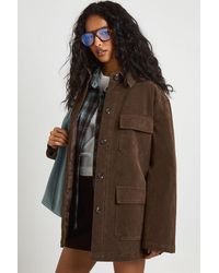 Boohoo - Suede Look Utility Pocket Jacket - Lyst