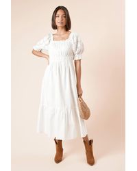 Dorothy Perkins - Cut-Work Sleeve Poplin Bardot Dress - Lyst