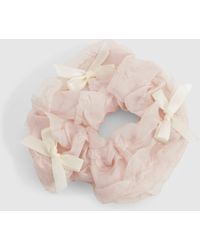 Boohoo - Bow Detail Ruched Scrunchie - Lyst