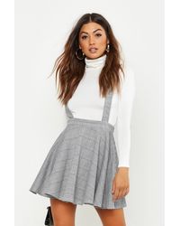 Boohoo Womens Latzrock mit kariertem Hahnentrittmuster - Schwarz