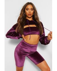 lipsy velour hoodie with diamante crown back