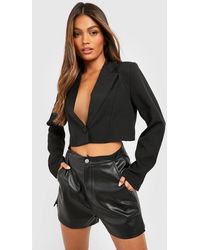 Boohoo - Basics Woven Single Button Crop Blazer - Lyst