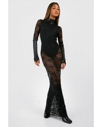Boohoo - Lace High Neck Backless Maxi Dress - Lyst