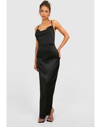 Boohoo - Strappy Luxe Satin Cowl Neck Maxi Dress - Lyst