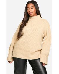 Boohoo - Plus Oversized High Neck Knitted Sweater - Lyst