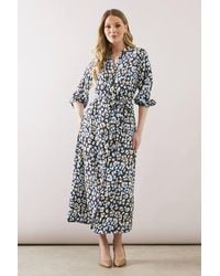 Wallis - Leopard Print Button Through Midi Shirt Dress - Lyst