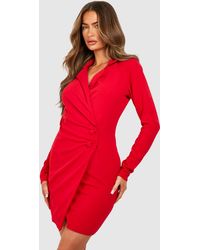 Boohoo - Rouched Front Blazer Dress - Lyst