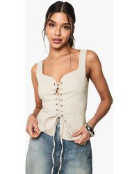 Boohoo - Bengaline Lace Up Detail Corset Top - Lyst