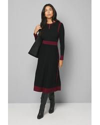 Wallis - Fit And Flare Button Neck Knitted Dress - Lyst