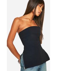Boohoo - Bengaline Longline Split Hem Corset - Lyst
