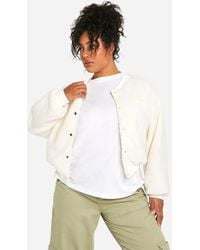 Boohoo - Plus Boucle Bomber Jacket - Lyst
