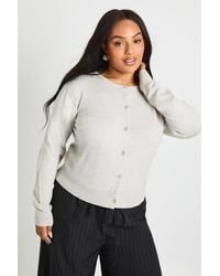 Boohoo - Plus Crew Neck Button Through Cardigan - Lyst