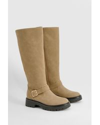 Boohoo - Buckle Detail Chunky Knee High Boot - Lyst