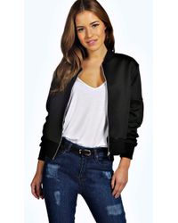 Boohoo Womens Petite Scuba Zip Detail Bomber Jacket - Black - 4 - Natural