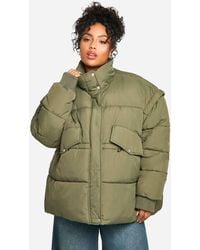 Boohoo - Plus Contrast Collar Oversized Puffer Jacket - Lyst