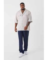 BoohooMAN - Plus Utility Drop Shoulder Twill Shirt & Pintuck Trouser Set - Lyst