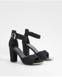 Boohoo - Wide Fit Buckle Detail 2 Part Block Heels - Lyst