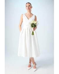 Coast - V Neck Bow Detail Full Skirted Midi Wedding Dress - Lyst
