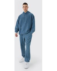 BoohooMAN - Tall Oversized Washed Cord Hooded Tracksuit - Lyst