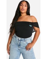 Boohoo - Plus Bardot Trim Detail Top - Lyst