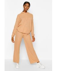 Boohoo Wide Leg Hooded Knitted Set - Multicolour