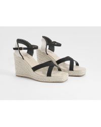 Boohoo - Crossover 2 Part Topstitch Detail Wedges - Lyst