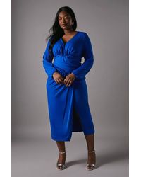 Coast - Plus Jersey Tie Wrap Front Long Sleeve Dress - Lyst