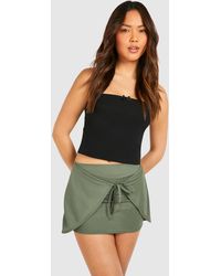 Boohoo - Tie Front Wrap Detail Mini Skirt - Lyst