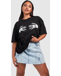 Boohoo - Plus Halloween Skeleton Hand Print T-Shirt - Lyst